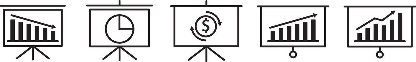 Set of growing and decreasing graph icons Collection of growing and decreasing bar graphs. Business chart with arrows. Collection of growth and shrinkage charts. EPS 10. vector