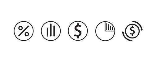 Money icons with White Background. Simple line icons. vector