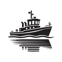 Towboat Silhouette Vectors for Shipping and Maritime Use
