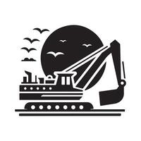 Flat Style Dredger Silhouette Vectors Designs for Digital Use