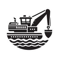 Editable Dredger Silhouette Vectors Graphics for DIY Projects