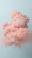 Pink smoke exploding on a light blue background, creating a dreamy and ethereal atmosphere photo