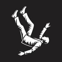 a man falling down on a black background vector