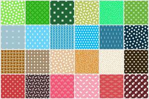 Collection of bright seamless colorful minimalistic patterns. Creative unusual textile vibrant prints. Repeatable fun trendy backgrounds. Fashion style 80-90s vector