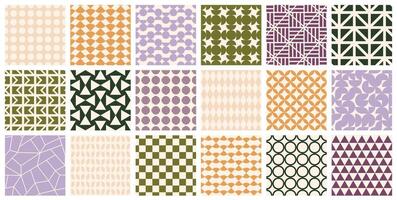 Collection of seamless color patterns - geometric design. Bright abstract fashion backgrounds, textile prints. Endless stylish mosaic tile textures vector