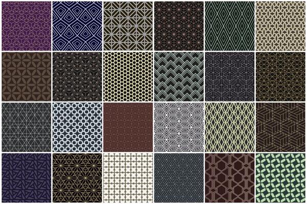 Collection of seamless decorative color patterns - geometric ornamental design. Repeatable retro elegant backgrounds. Symmetry vintage endless prints