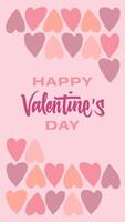 Romantic handwritten Valentine's Day design with hearts and red-purple tones, perfect for creating unique invitations, greeting cards, and social media visuals vector