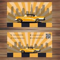 Retro car. business card in retro style. vector