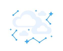 Illustration of clouds, stars and constellations in flat style. vector