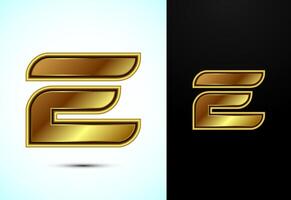 English alphabet E in gold color style. Graphic alphabet symbol for corporate business identity vector