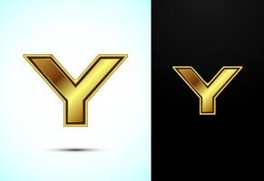 English alphabet Y in gold color style. Graphic alphabet symbol for corporate business identity vector