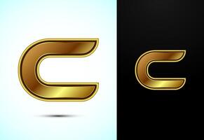 English alphabet C in gold color style. Graphic alphabet symbol for corporate business identity vector