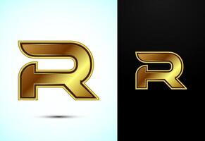 English alphabet R in gold color style. Graphic alphabet symbol for corporate business identity vector