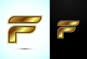 English alphabet F in gold color style. Graphic alphabet symbol for corporate business identity vector