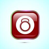 Kettlebell icon design illustration. Weight icon for weight lifting, fitness, and gym workouts. Red color square button design vector