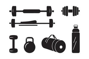 Fitness Equipment Silhouettes for Gym and Training Design vector