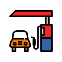 Design Illustration graphic of gas station icon with line and color style. Suitable for UI, mobile design, web design, etc. Transparent Background png