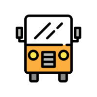 Design Illustration graphic of front view bus icon with line and color style. Suitable for UI, mobile design, web design, etc. Transparent Background png