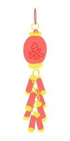 Chinese red and gold decorative hanging lantern with a festive design and Chinese character symbol isolated on white background vector
