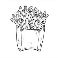 Graphics black outline french fries. Two versions - with and without filling vector