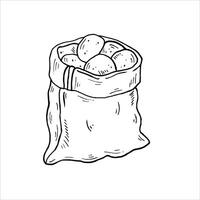 Graphics black outline bag of potatoes. Two versions - with and without filling vector