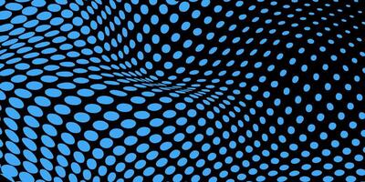 Blue Dot Wave on Black Background - Abstract Optical Pattern vector