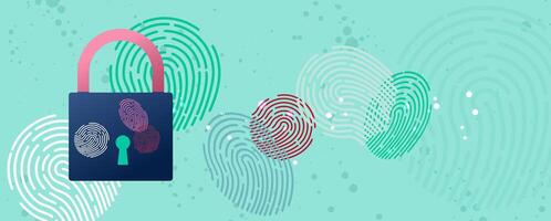a padlock with a fingerprint on it vector