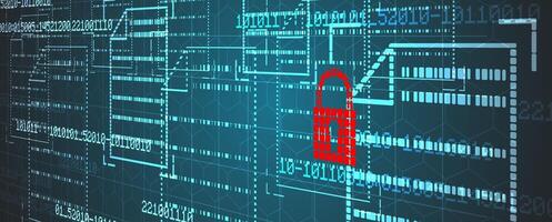 a red padlock is on a computer screen vector