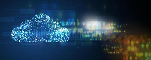 a cloud with a blue background and a glowing light vector