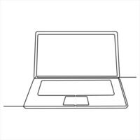Continuous laptop single line art drawing sketch illustration vector