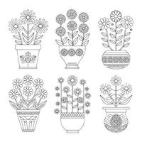 Flower Pots Coloring Page vector