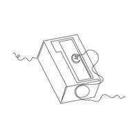 one line art pencil sharpener illustration. line art, one continuous line, simple, hand drawn and sketch style. for icons, symbols, signs or logos vector