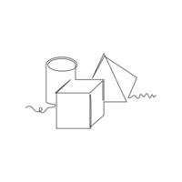 one line art geometry illustration. line art, one continuous line, simple, hand drawn and sketch style. for icons, symbols, signs or logos vector