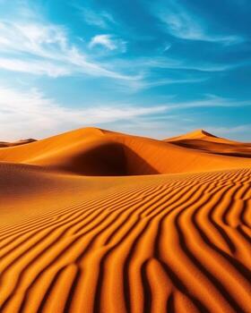 The desert landscape with a blue sky in the background photo