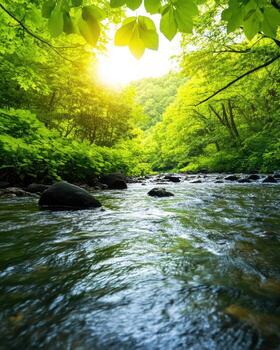 un río con un brillante Dom brillante en eso foto