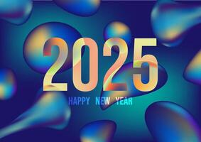 Happy new year 2025 Concept fluid of Oil stains Flow of color Holiday abstract background. vector