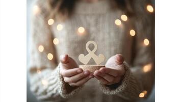 Woman with equality symbol, close-up and meaningful representation. Women's Day photo