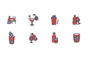Drinks icon set..Editable stroke.linear style sign for use web vector