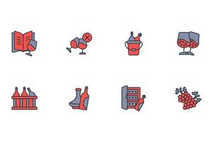 Wine icon set..Editable stroke.linear style sign for use web vector