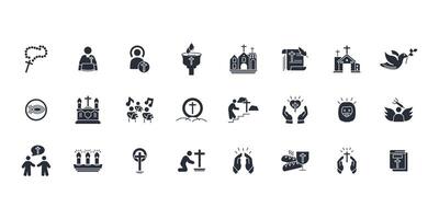 Christianity icon set..Editable stroke.linear style sign vector
