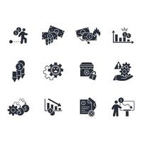 Business failure icon set..Editable stroke.linear style sign vector