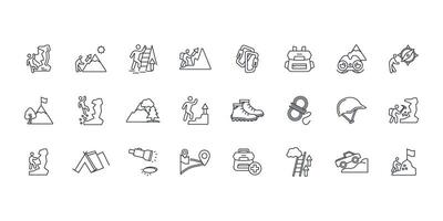 Climbing icon set..Editable stroke.linear style sign vector