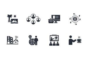 working from home icon set..Editable stroke.linear style sign vector
