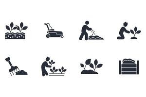 Gardening icon set..Editable stroke.linear style sign for use web vector