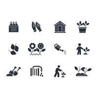 Gardening icon set..Editable stroke.linear style sign vector