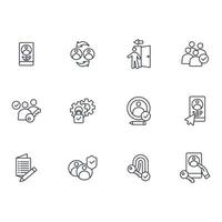 User account icon set..Editable stroke.linear style sign vector