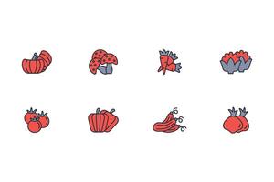 Vegetables icon set..Editable stroke.linear style sign for use web vector