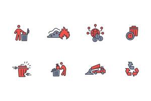 Waste icon set..Editable stroke.linear style sign for use web vector