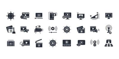 media icon set..Editable stroke.linear style sign vector