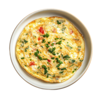 Omelet with Vegetables and Herbs on a Plate on Transparent Background png